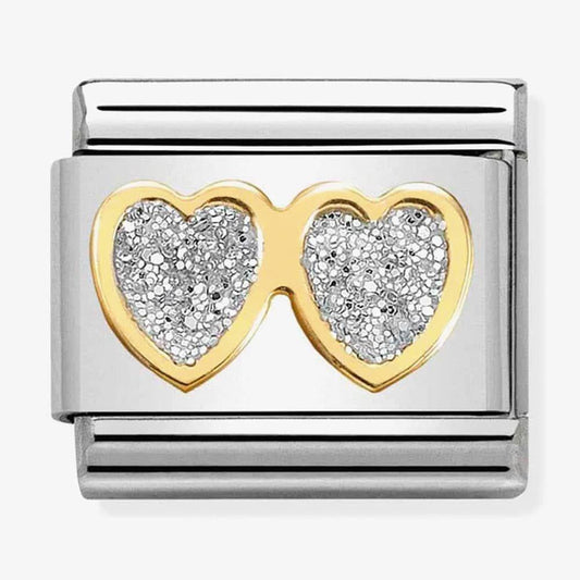 Composable Classic Link Double Hearts Glitter