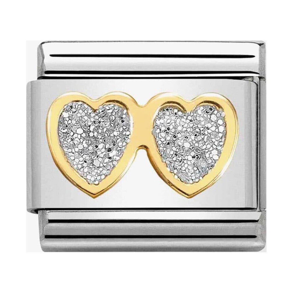 Composable Classic Link Double Hearts Glitter