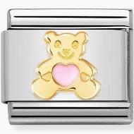 Nomination Classic Gold Pink Teddy Bear Charm