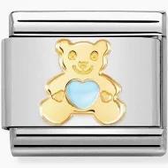 Nomination Classic Gold Blue Teddy Bear Charm