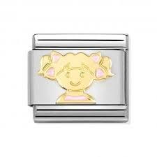 Nomination OUTLET CLASSIC Gold Enamel Pink Girl Charm