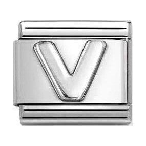 Composable Classic Link, Letter V, silver