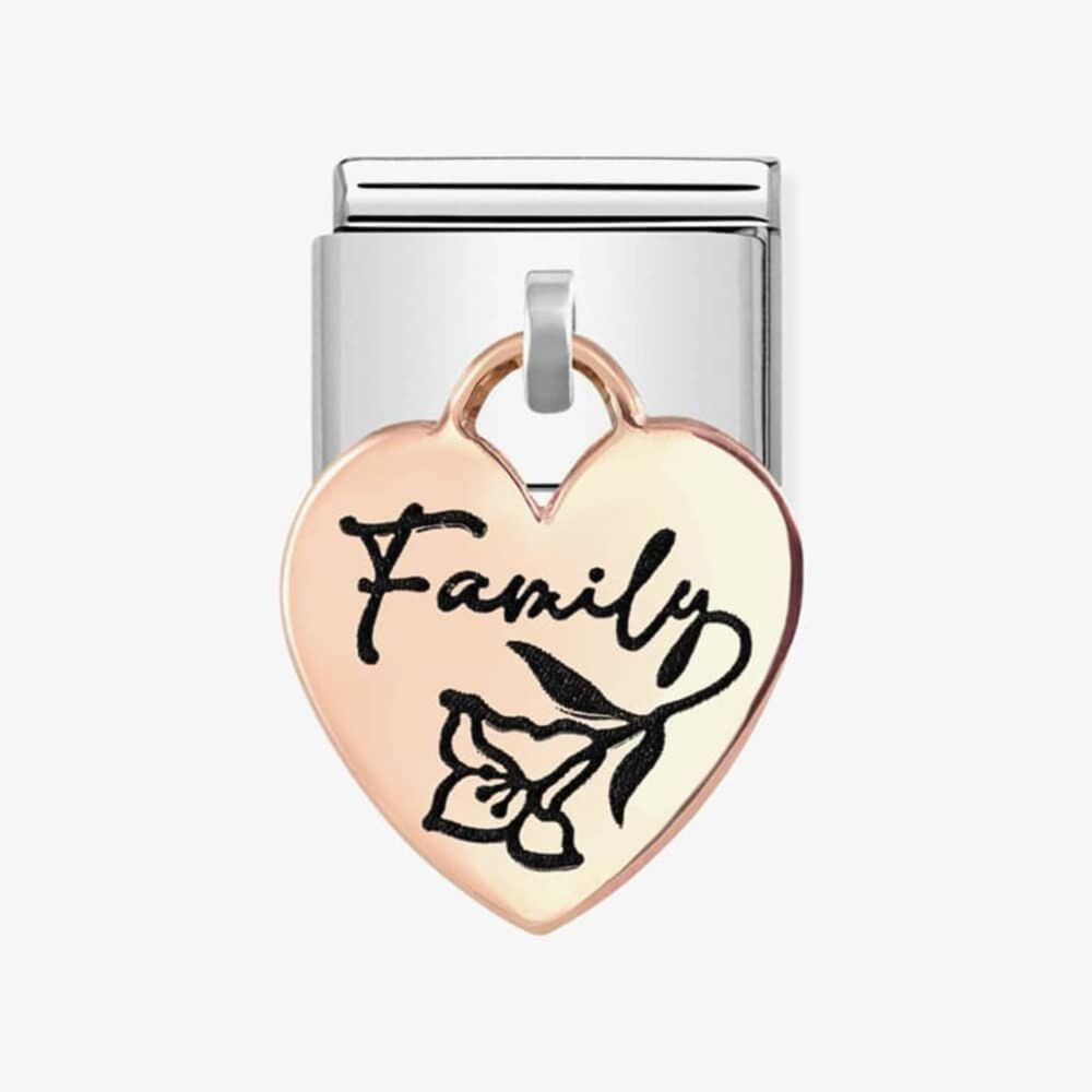 CLASSIC Composable Rose Gold Family Heart Pendant Charm