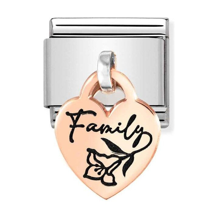CLASSIC Composable Rose Gold Family Heart Pendant Charm