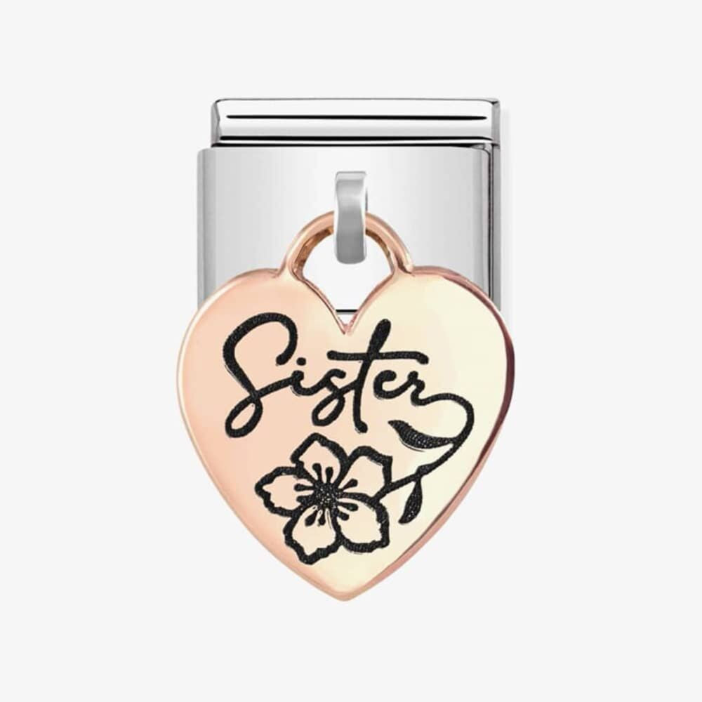 CLASSIC Composable Rose Gold Sister Heart Pendant Charm