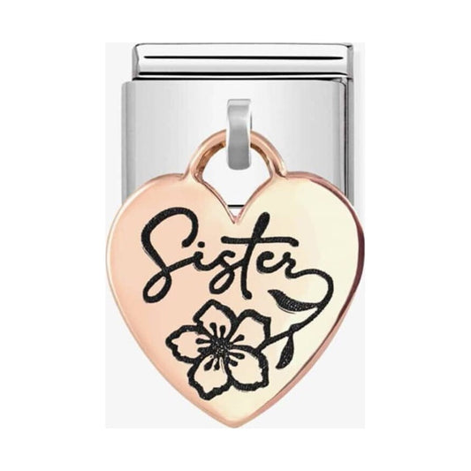 CLASSIC Composable Rose Gold Sister Heart Pendant Charm