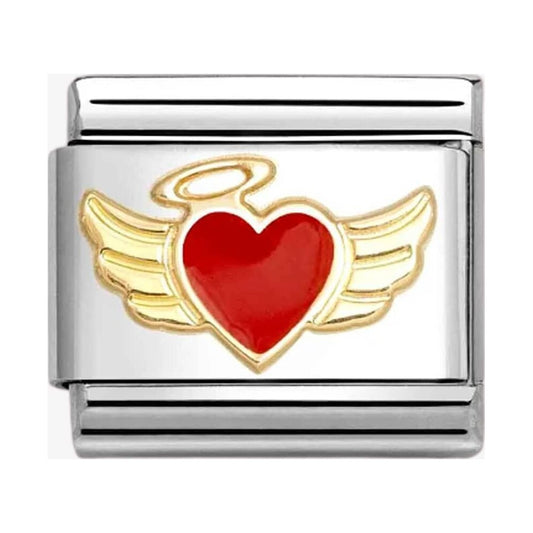 CLASSIC Gold & Red Angel Heart Charm
