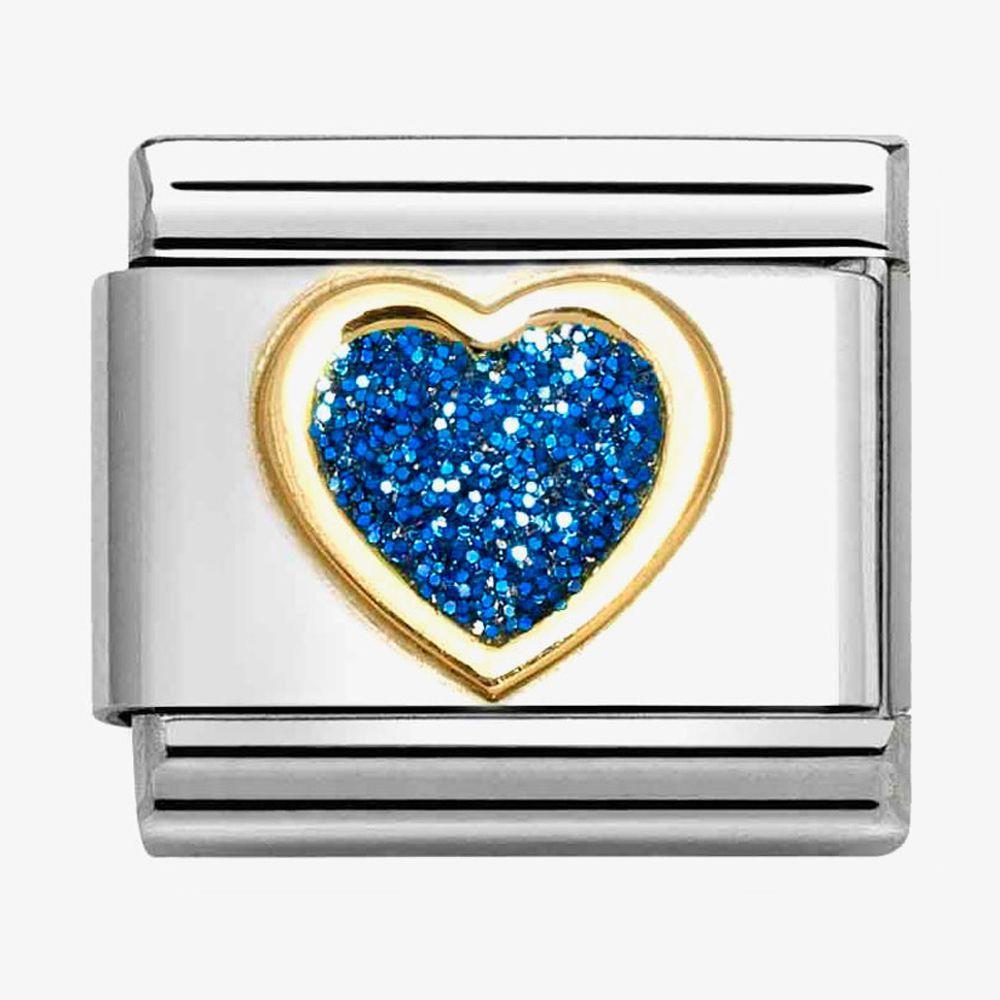 Composable Classic Link, Heart, Blue Glitter