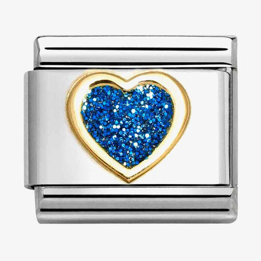 Composable Classic Link, Heart, Blue Glitter