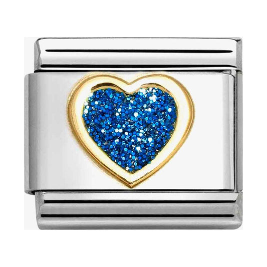 Composable Classic Link, Heart, Blue Glitter