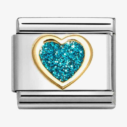 Composable Classic Link, Heart, Turquoise Glitter