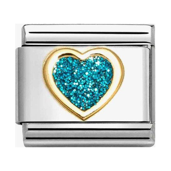 Composable Classic Link, Heart, Turquoise Glitter