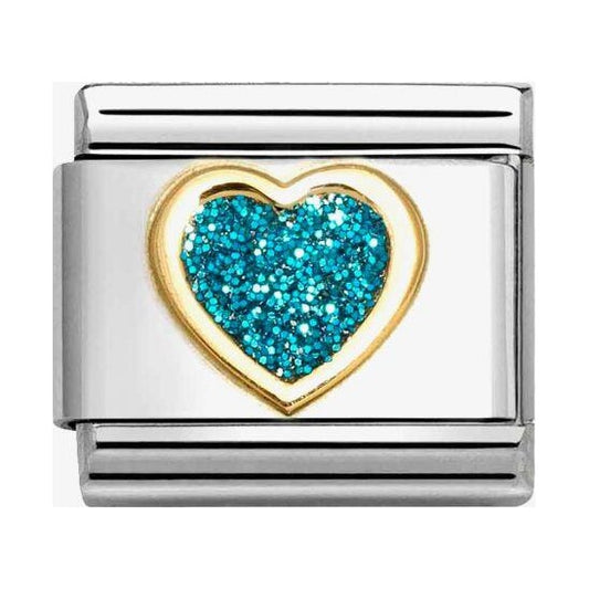 Composable Classic Link, Heart, Turquoise Glitter