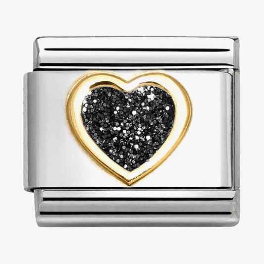 Composable Classic Link, Heart, Black Glitter