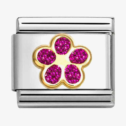 Composable Classic Link, Flower, Fucsia Glitter