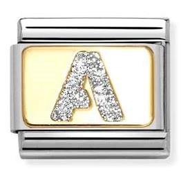 Composable Classic Link, Letter A, Silver Glitter