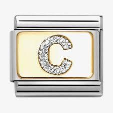 Composable Classic Link, Letter C, Silver Glitter