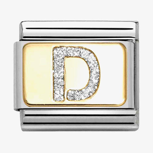 Composable Classic Link, Letter D, Silver Glitter