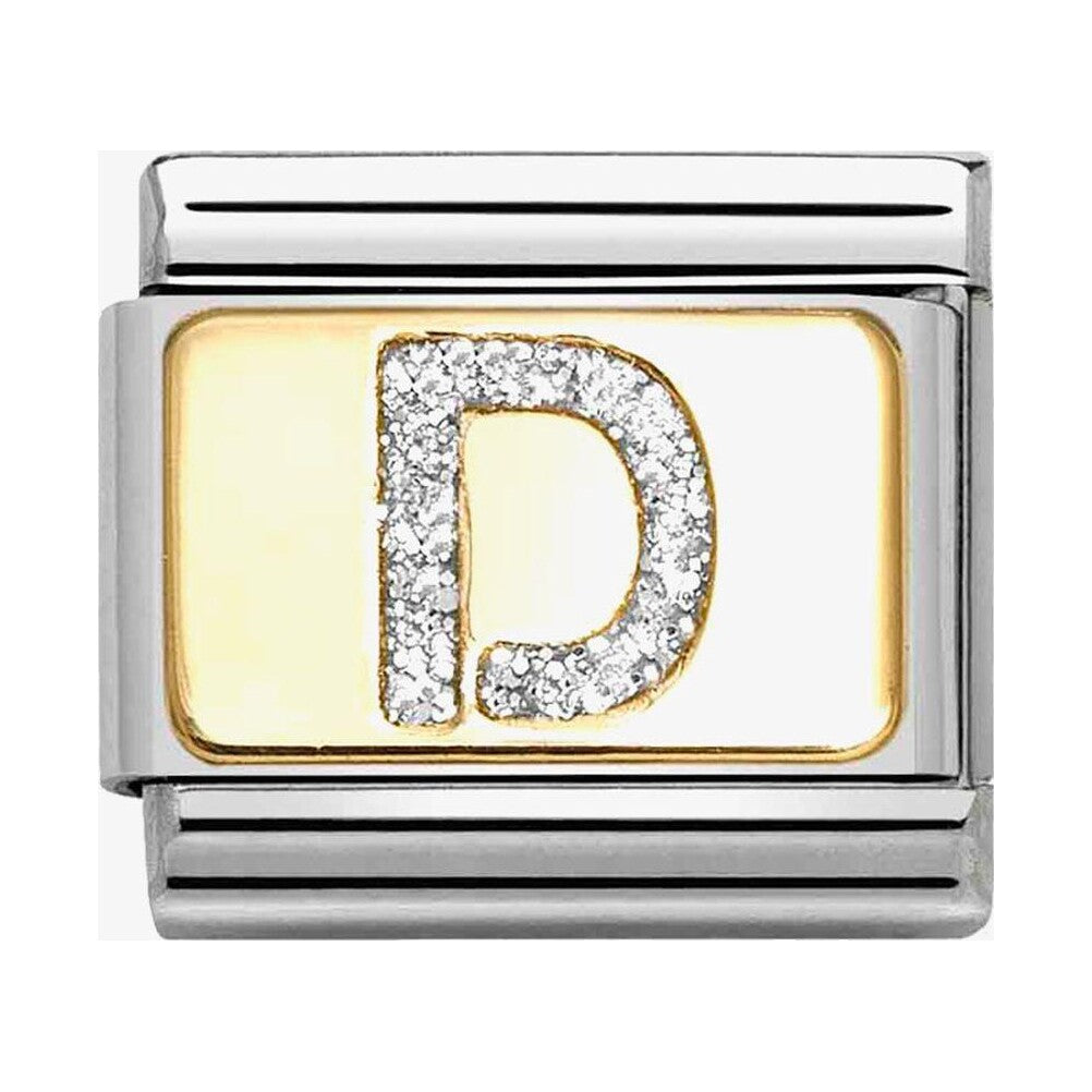 Composable Classic Link, Letter D, Silver Glitter