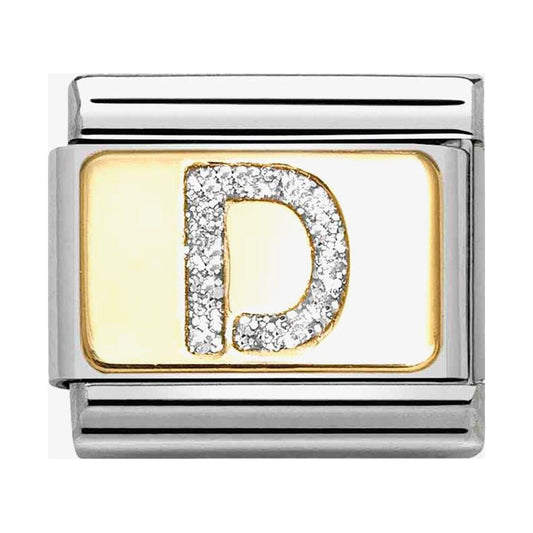 Composable Classic Link, Letter D, Silver Glitter