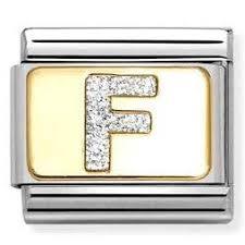 Composable Classic Link, Letter F, Silver Glitter