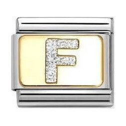 Composable Classic Link, Letter F, Silver Glitter