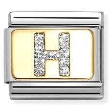 Composable Classic Link, Letter H, Silver Glitter