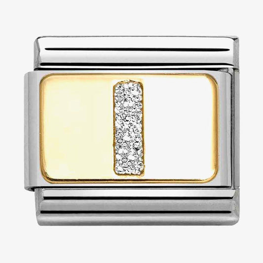 Composable Classic Link, Letter I, Silver Glitter