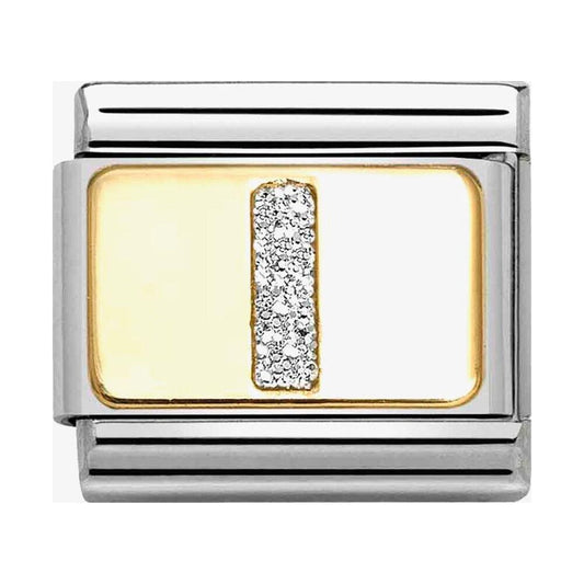 Composable Classic Link, Letter I, Silver Glitter