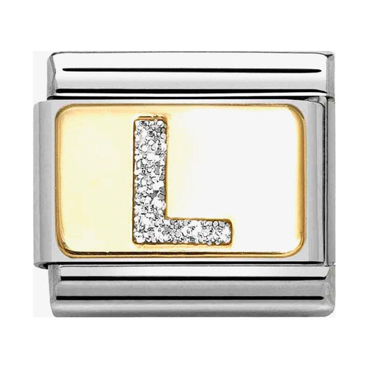Composable Classic Link, Letter L, Silver Glitter