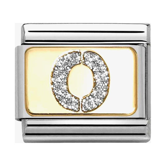 Composable Classic Link, Letter O, Silver Glitter