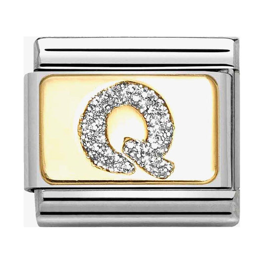 Composable Classic Link, Letter Q, Silver Glitter