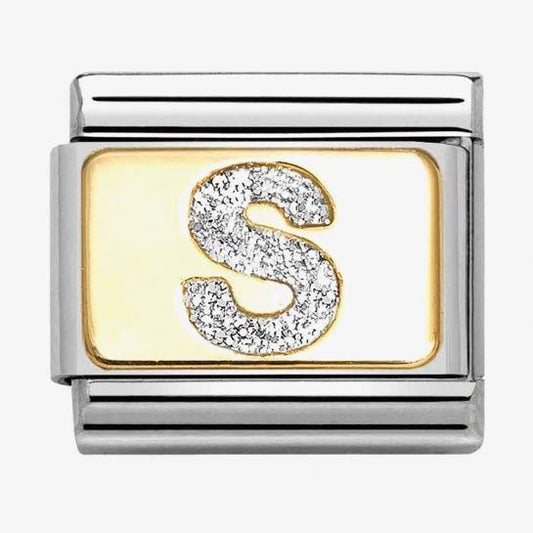 Composable Classic Link, Letter S, Silver Glitter
