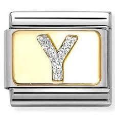 Composable Classic Link, Letter Y, Silver Glitter
