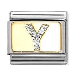 Composable Classic Link, Letter Y, Silver Glitter