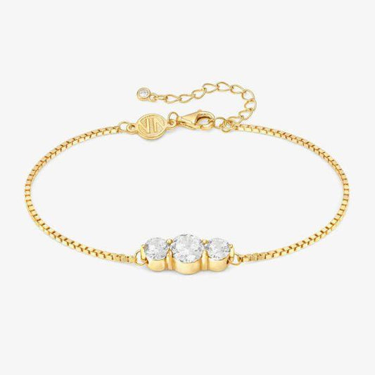 Colour Wave Yellow Gold White Three Stone Bracelet