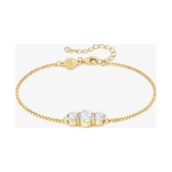 Colour Wave Yellow Gold White Three Stone Bracelet