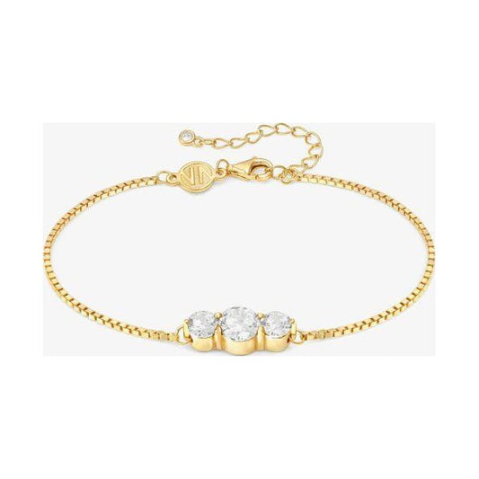 Colour Wave Yellow Gold White Three Stone Bracelet