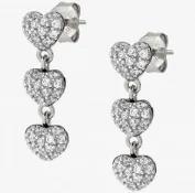 Lucentissima Silver Pave CZ Heart Earrings