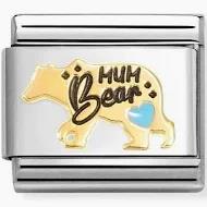 Nomination Classic Gold Blue Mum Bear Charm