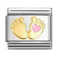 Nomination Classic Gold & Enamel Pink Baby Foot Charm