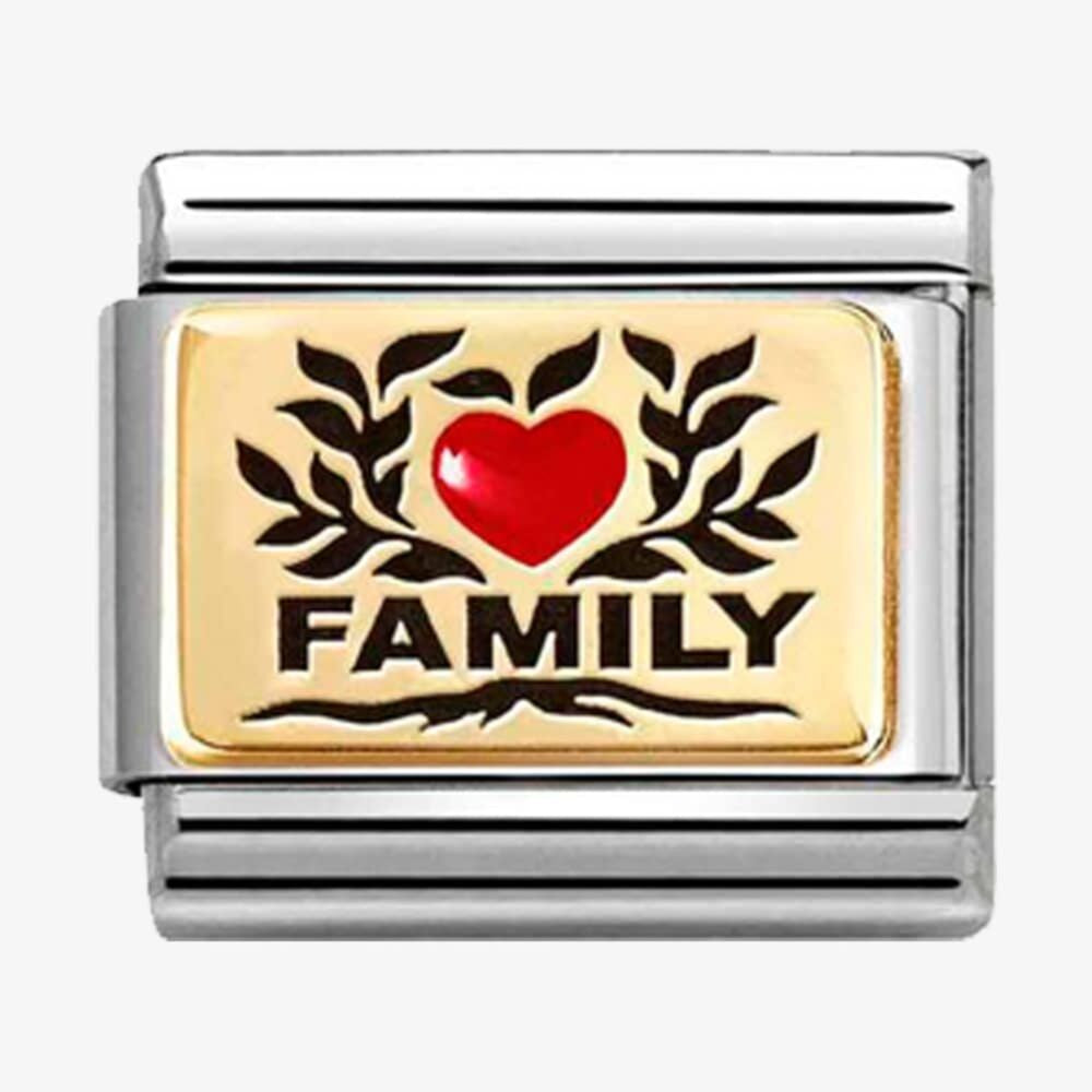 CLASSIC Gold Family Red Heart Charm
