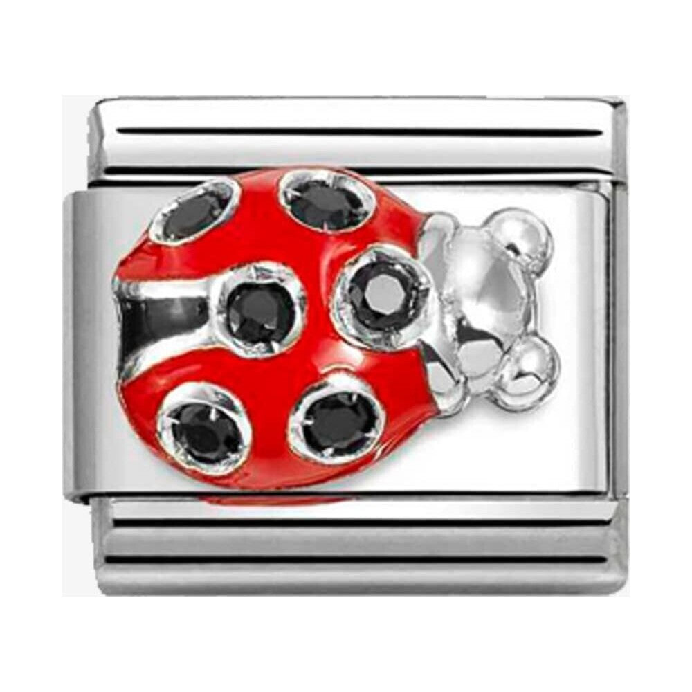 CLASSIC Silvershine Black Cubic Zirconia Ladybird Charm