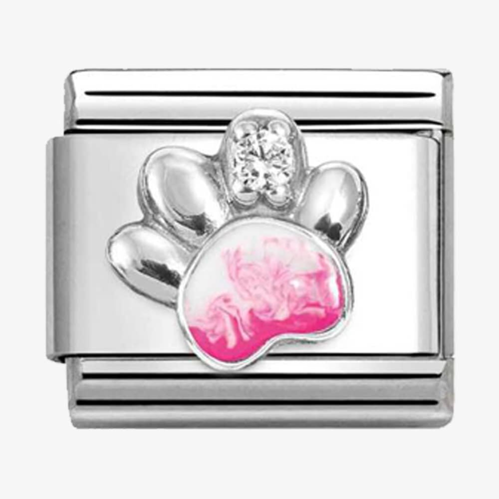CLASSIC Silvershine Pink Paw Print Charm