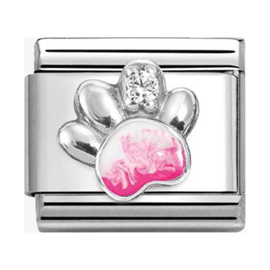 CLASSIC Silvershine Pink Paw Print Charm