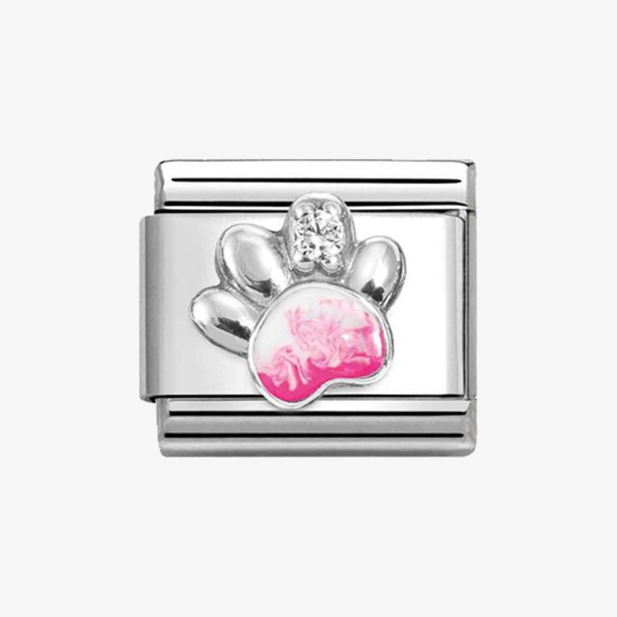 CLASSIC Silvershine Pink Paw Print Charm