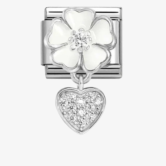 Composable Classic Link White Flower, Heart
