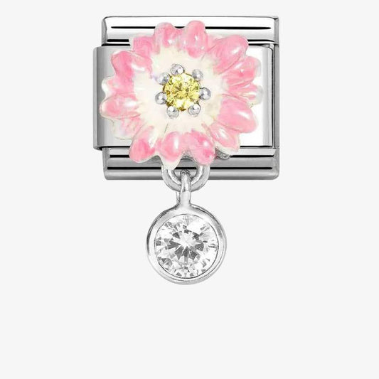 Composable Classic Link, Pink Flower, CZ pendant