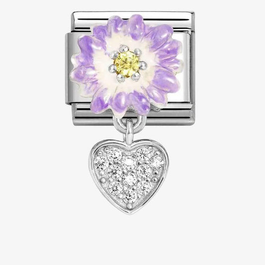 Composable Classic Link, Purple Flower, Heart