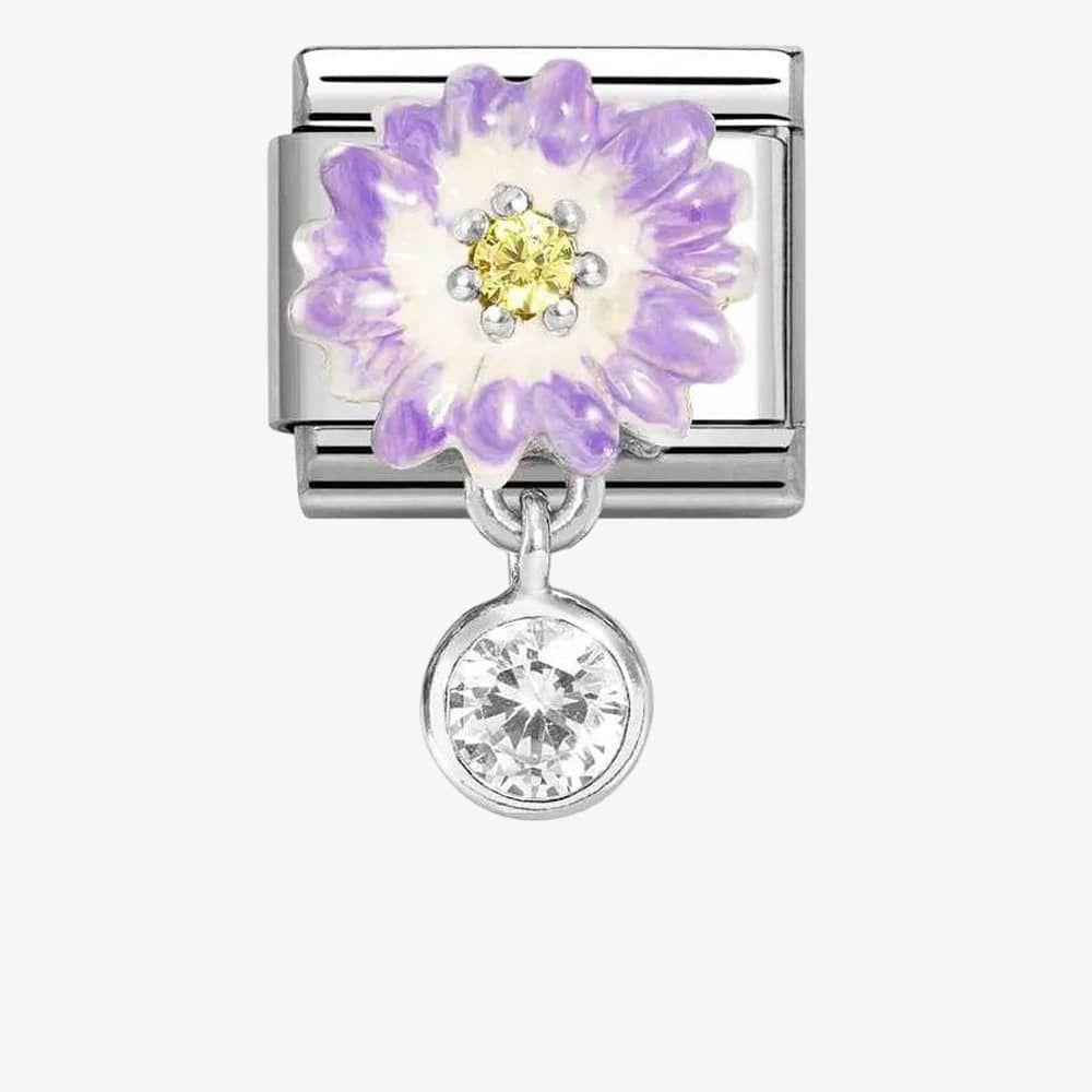 Composable Classic Link, Purple Flower, CZ pendant